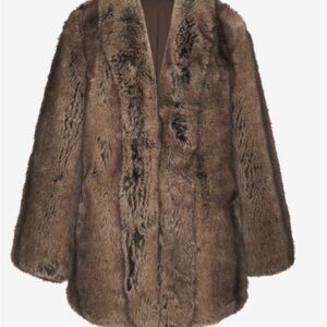 Rumored Faux Fur Madonna Coat in Rich Brown